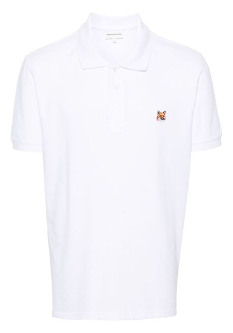 White Fox-patch piqué polo shirt - MAISON KISTUNE men MAISON KITSUNÉ | LM00208KJ7002P100